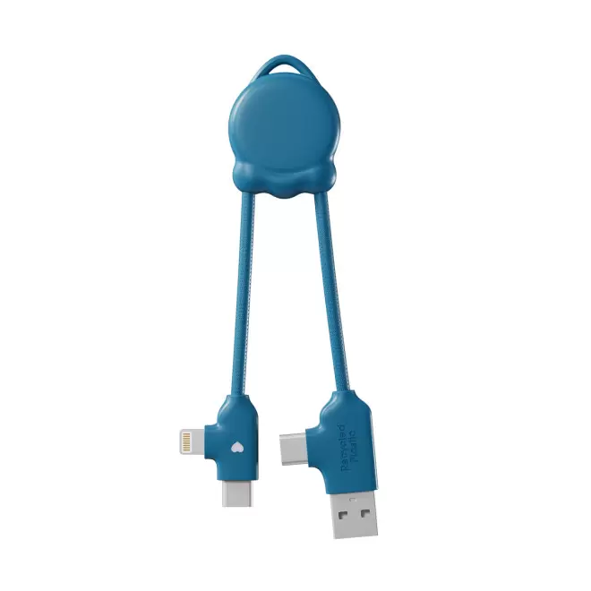 CABLE DE CHARGE PERSONNALISABLE 'OCTOMINI' - bleu