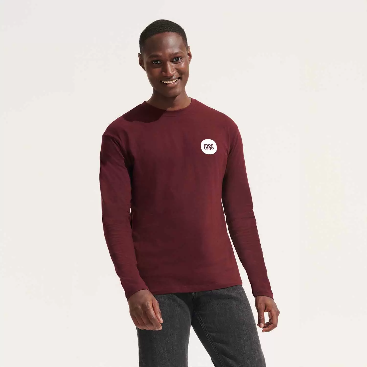 T-shirt Manches Longues Homme DSG Movement - Teinture Unique Bordeaux - Taille M