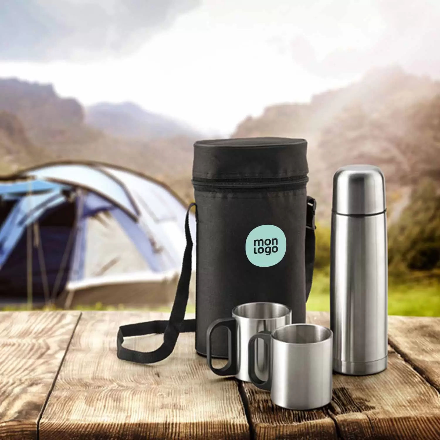 Gourde Aluminium 400 ml Mousqueton Personnalisée | Objet personnalisé Goodies Personnalisable Textile Publicitaire Objet-Promo