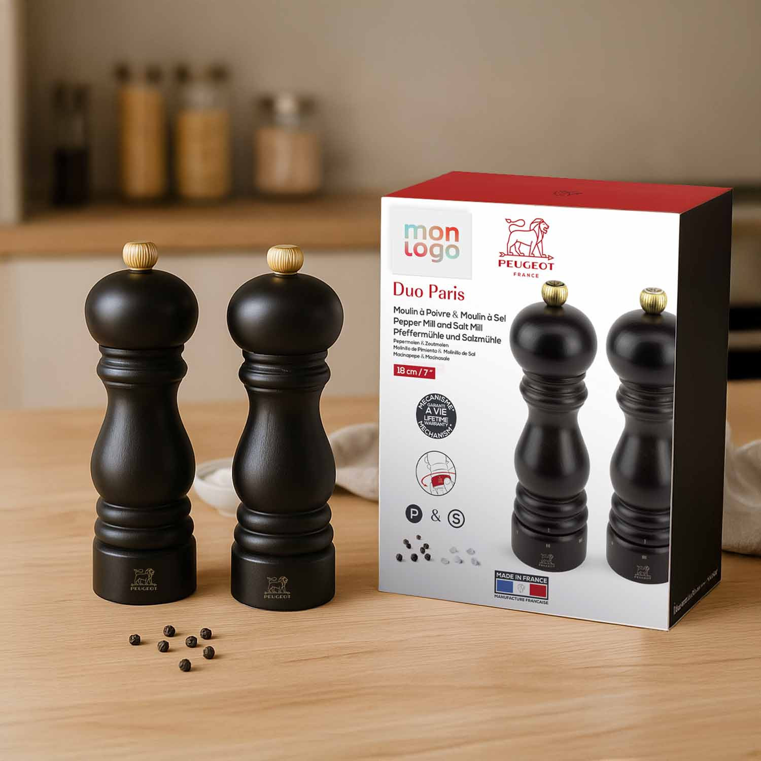 Coffret 2 Moulins Sel Poivre Personnalisable 'Duo Paris' - Maison & Bien-être
