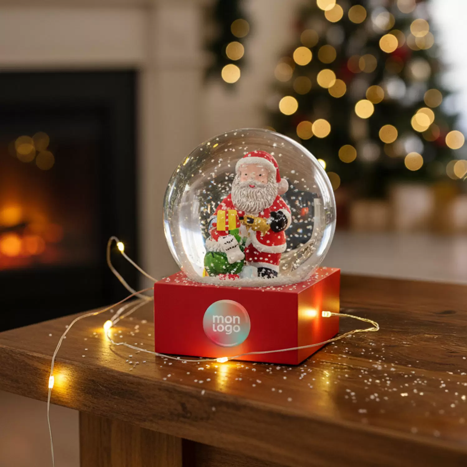 Boule à Neige Noël – Père Noël & Renne – Décoration Festive