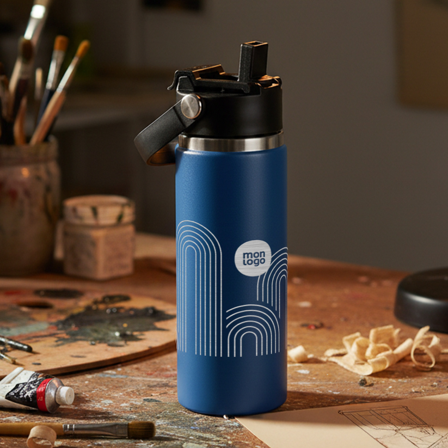 Bouteille d'eau isolée à double paroi en acier inoxydable, sous vide, thermos Bouteille d'eau