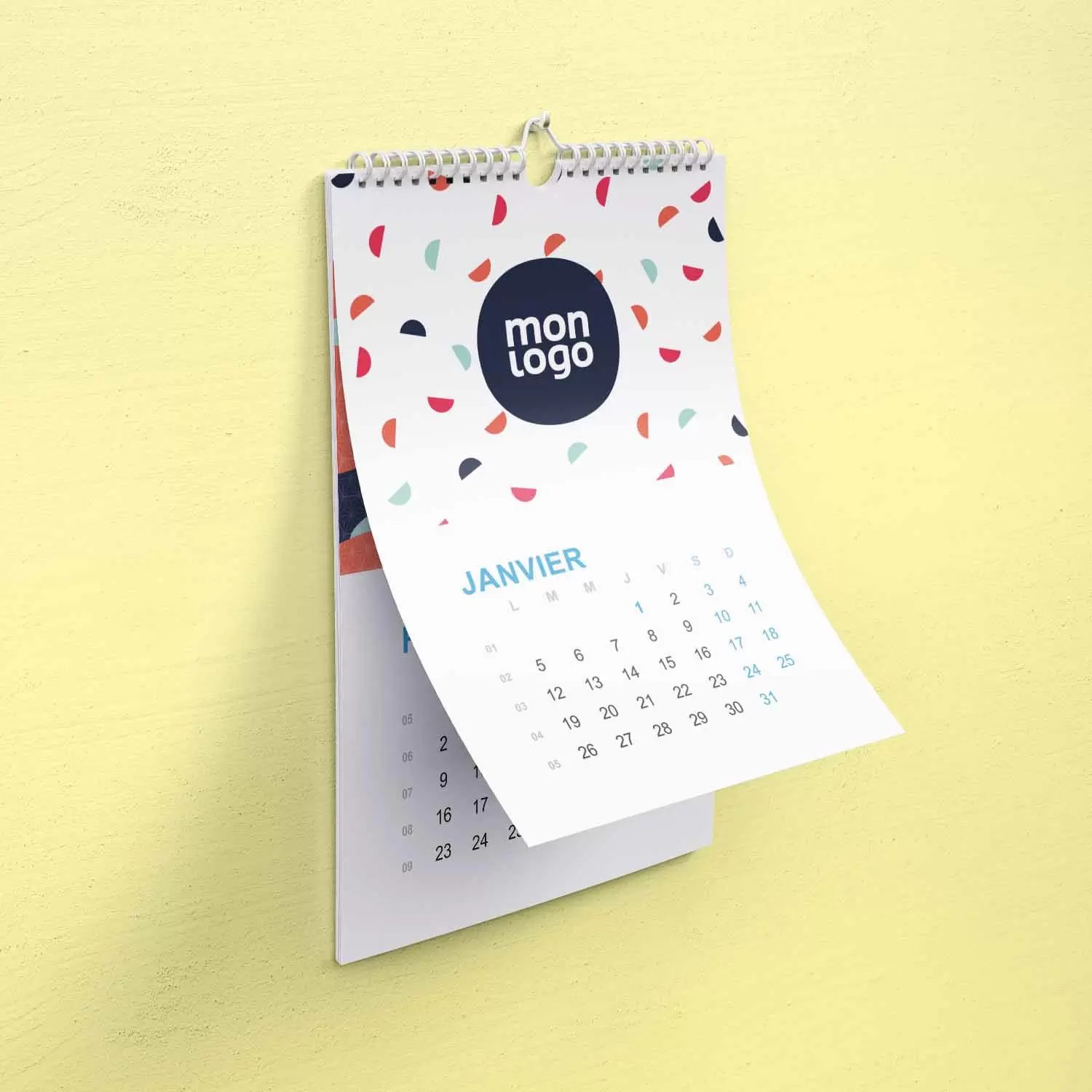 Calendrier Annuel Mural Année 2025 - 13 Mois Recto / Blanc Verso