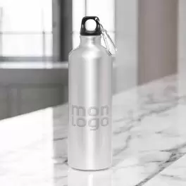 GOURDE EN MÉTAL PUBLICITAIRE AVEC MOUSQUETON 770 ML 'CANYON'