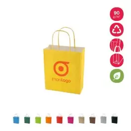 SAC PAPIER KRAFT PUBLICITAIRE ANSES TORSADEES 'CUBANO' 18X22X8 cm 90 GR/M²