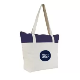SAC SHOPPING PUBLICITAIRE ZIPPÉ EN COTON BICOLORE 'CALGARY' 220 GR/M²