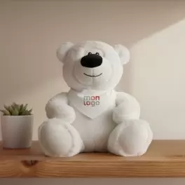 PELUCHE RPET OURS BLANC PERSONNALISABLE 'BABO BANDANA'