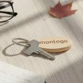 PORTE CLES EN BOIS PERSONNALISABLE 'WOODIE OVALE'