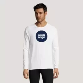 T SHIRT SPORTIF MANCHES LONGUES PUBLICITAIRE HOMME 'KOURY' 140 GR/M² BLANC