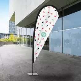 DRAPEAU PUBLICITAIRE ORIFLAMME GOUTTE + PLAQUE ACIER 'TOLEN'