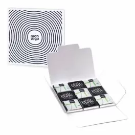 CARTE DE 9 CARRÉS DE CHOCOLAT PERSONNALISÉE LPCC® 'CALIMIA'