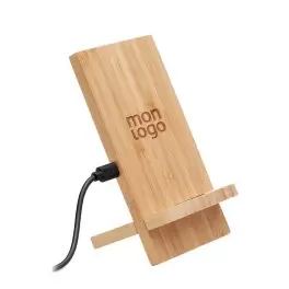 SUPPORT DE TÉLÉPHONE AVEC CHARGEUR SANS FIL PERSONNALISÉ EN BAMBOU 'CHIAZI'