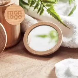 MIROIR DE POCHE PERSONNALISÉ EN BAMBOU 'APLI'