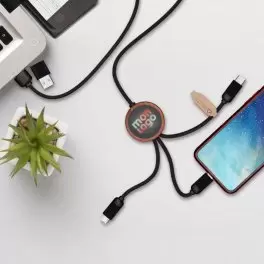 CABLE DE CHARGE 5EN1 SCX® PERSONNALISÉ LOGO LUMINEUX 'KIPA SMART'