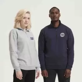 SWEAT PERSONNALISABLE DEMI ZIP MIXTE 'CONRAD'