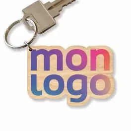PORTE CLES BOIS PUBLICITAIRE SUR MESURE 'PLATI'