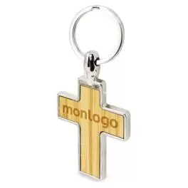PORTE CLÉ CROIX PERSONNALISÉ EN BOIS 'CASAWOOD'