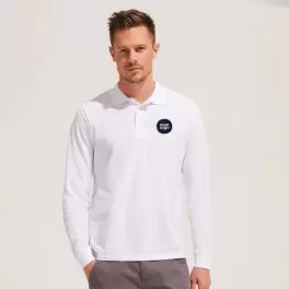 POLO PUBLICITAIRE MIXTE MANCHES LONGUES BLANC 'PRIME LSL'