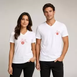 T SHIRT COL V PERSONNALISÉ UNISEXE 150G 'REGENT V BLANC'