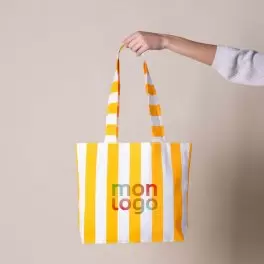 SAC COTON RECYCLE RAYURES PERSONNALISABLE 'SAO'