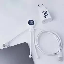 PACK DE CÂBLE ET PRISE PUBLICITAIRE XOOPAR® 'MR BIO FASTCHARGE PRISE 30W' 72H 