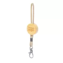 PORTE CLE BAMBOU AVEC CORDON PERSONNALISABLE 'CALIM'