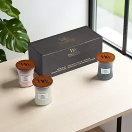 COFFRET 3 BOUGIES MECHE BOIS PERSONNALISABLE 'WOODWICK'