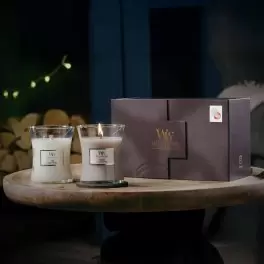 COFFRET 2 BOUGIES MECHE BOIS PERSONNALISABLE 'WOODWICK'