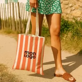 TOTE BAG IMPRESSION PETITE RAYURE PERSONNALISABLE 'TICTOC'
