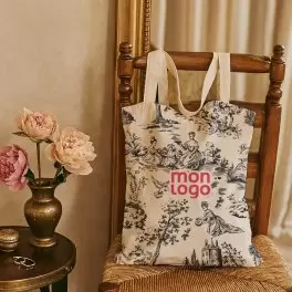 TOTE BAG IMPRESSION TOILE DE JOUY PERSONNALISABLE 'TICTOC'