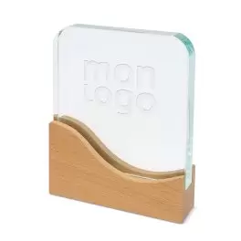 TROPHEE PERSONNALISE EN VERRE ET BOIS 'KAYNA VAGUE'