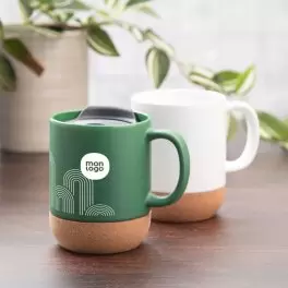 MUG EN CÉRAMIQUE ET LIÈGE PERSONNALISE 'ODIA COUVERCLE'