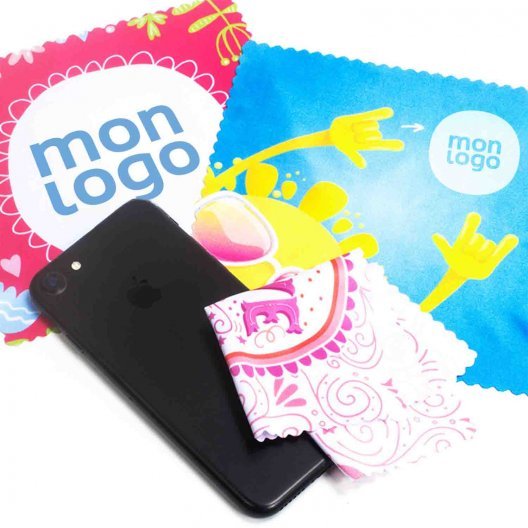 LINGETTE MICROFIBRE PUBLICITAIRE 'EPOUSTIF' QUADRICHROMIE 150 GR/M2