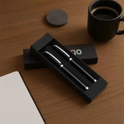 PARURE STYLO BILLE PUBLICITAIRE & ROLLER GRAVÉS 'COURBEVOIE'