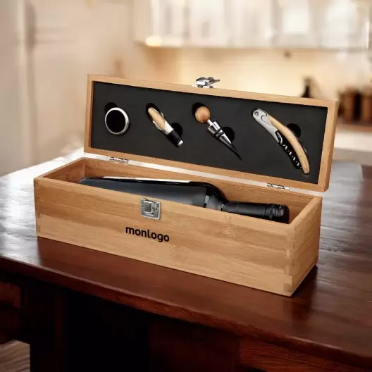 COFFRET A VIN PERSONNALISÉ EN BAMBOU 'HOKKAIDO'