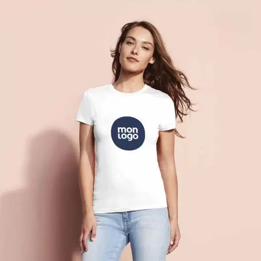 TEE SHIRT BLANC PUBLICITAIRE FEMME 'REGENT' 150 GR/M²