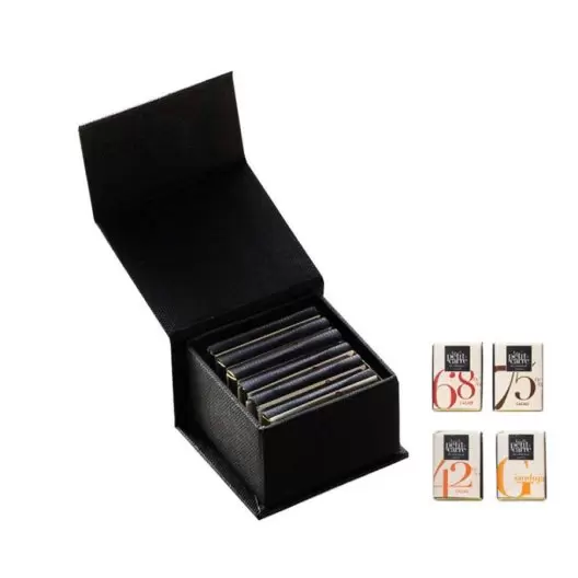 COFFRET PUBLICITAIRE DE 6 CARRÉS DE CHOCOLAT 5G ASSORTIS LPPC® 'CACAO'