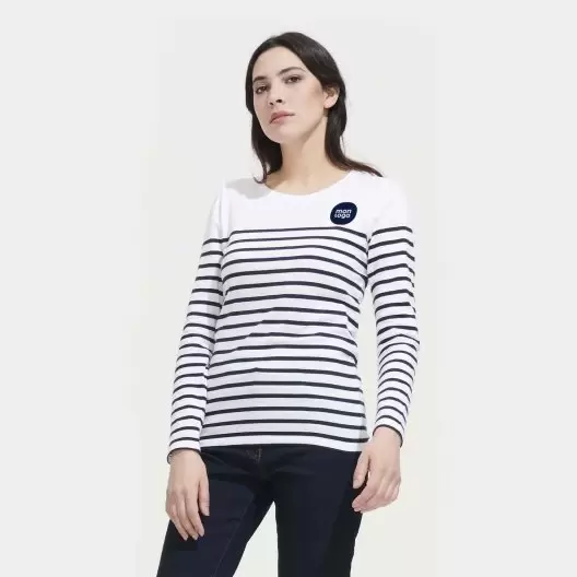 TEE SHIRT PERSONNALISÉ RAYÉ FEMME 'MATELOT'