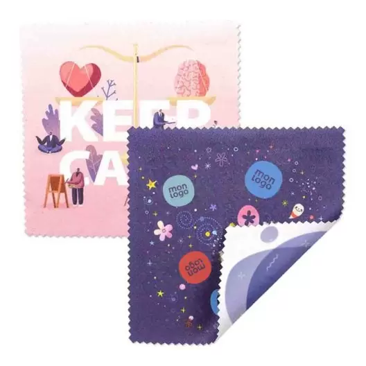LINGETTE MICROFIBRE PUBLICITAIRE 'EPOUSTIF II' EN RPET   QUADRICHROMIE