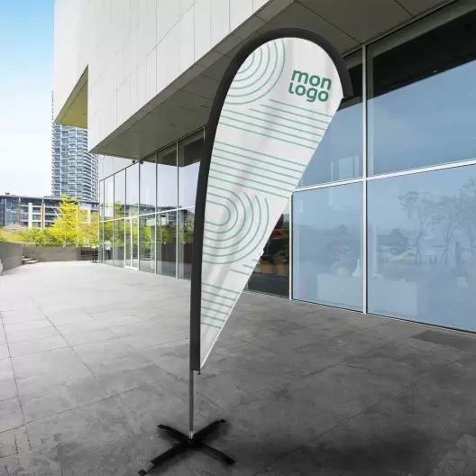 DRAPEAU PERSONNALISÉ ORIFLAMME GOUTTE + PIED CROISILLON 'TOLEN'