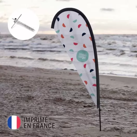 DRAPEAU PUBLICITAIRE ORIFLAMME GOUTTE + PIED À VISSER 'TOLEN'