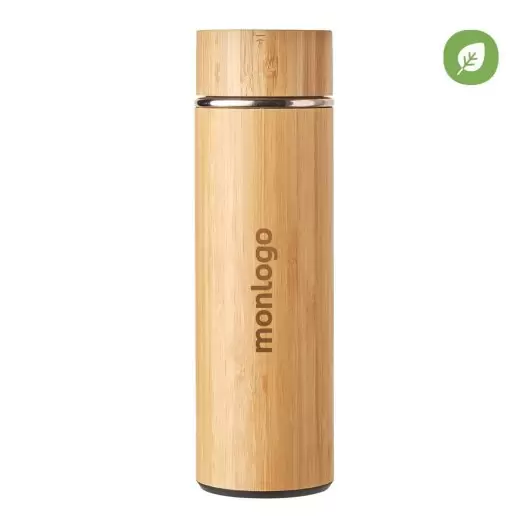 BOUTEILLE PERSONNALISÉE ISOTHERME EN BAMBOU 480ML 'BOTELYA'