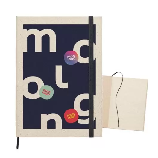 CARNET PERSONNALISÉ A5 PAPIER D'HERBE 'TRAVA' 