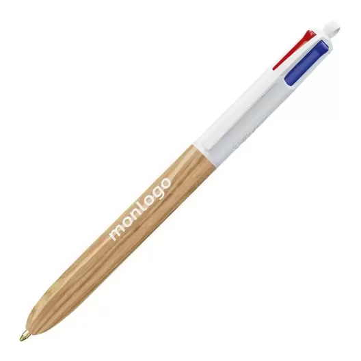 STYLO IMITATION BOIS PERSONNALISÉ 4 COULEURS BIC® 'WOOD STYLE'