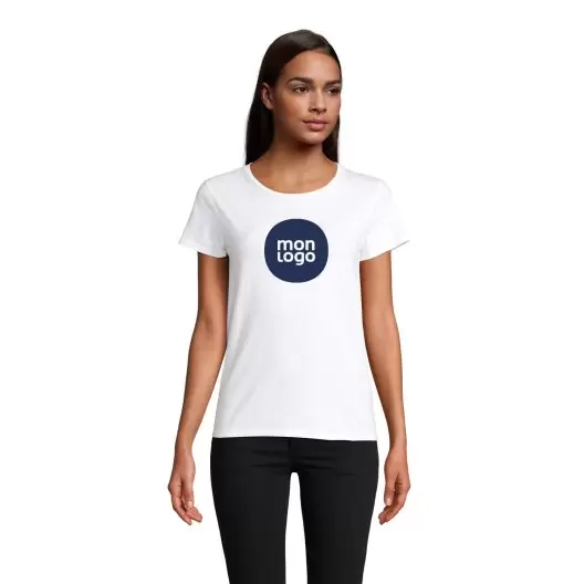 TEE SHIRT BLANC PERSONNALISABLE FEMME 'CRUSADER WOMEN' 150 GR/M²