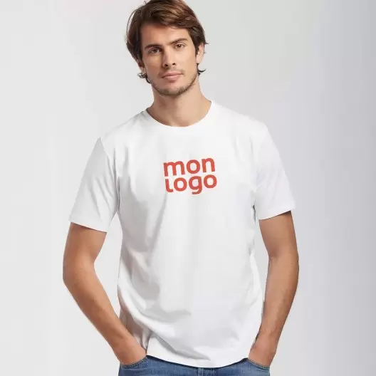 TEE SHIRT PERSONNALISÉ BLANC HOMME BIO 180 GR/M² LES FILOSOPHES® 'DESCARTES' 