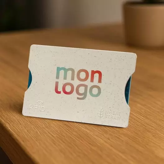 ÉTUI POUR CARTE PERSONNALISÉ RIGIDE ANTI RFID 'DOJA STRAW'