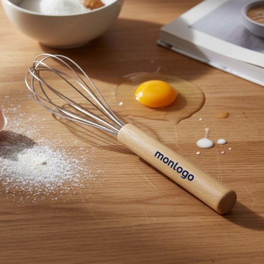 FOUET DE CUISINE MANCHE BAMBOU PERSONNALISABLE 'OEUF'
