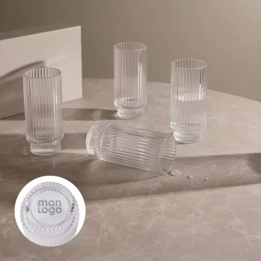 SET 4 VERRES NERVURES 36CL PERSONNALISABLE 'VIVIANE'