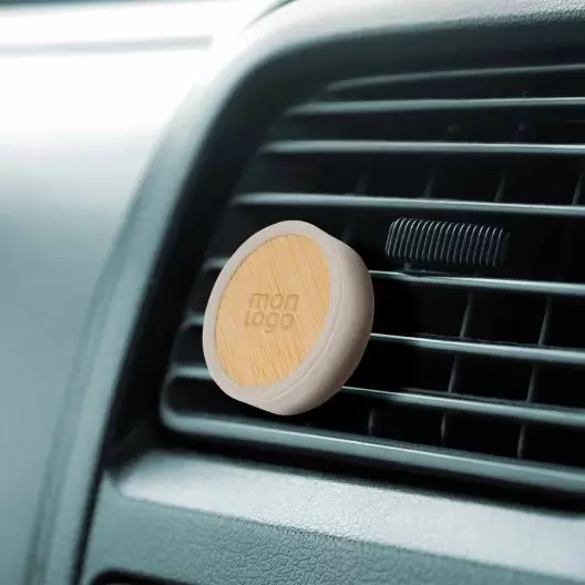 DESODORISANT VOITURE ROND PERSONNALISE 'LOHNA BAMBOU'